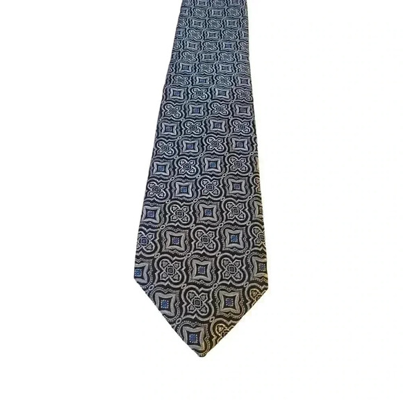 Robert Talbott Carmel 100% SILK HAND SEWN‎ Black Silver Paisly Neck Tie USA EUC - Picture 1 of 13